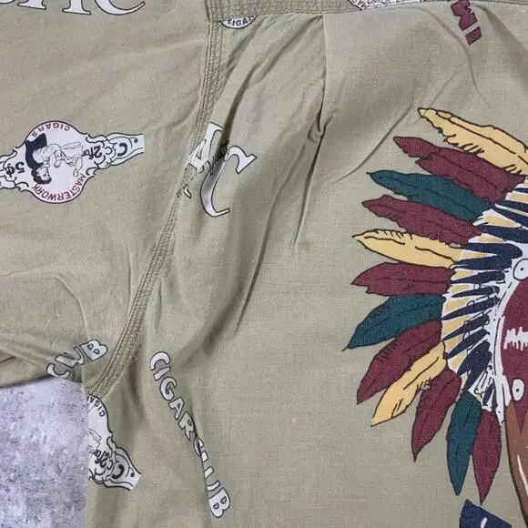 Vintage Tommy Bahama Shirt Mens Large Brown Cigar Club Casual All Over Print